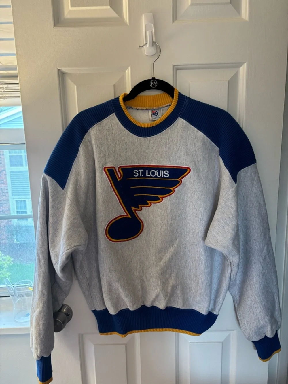St. Louis Blues Vintage Gray, Blue & Yellow Crewneck Sweatshirt - Picture 1 of 4